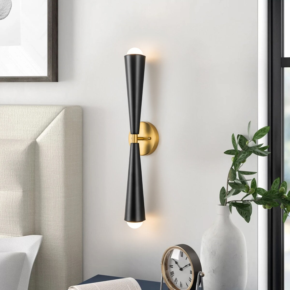 Applique murale LED à double cône et 2 lumières, style sablier, haut et bas
