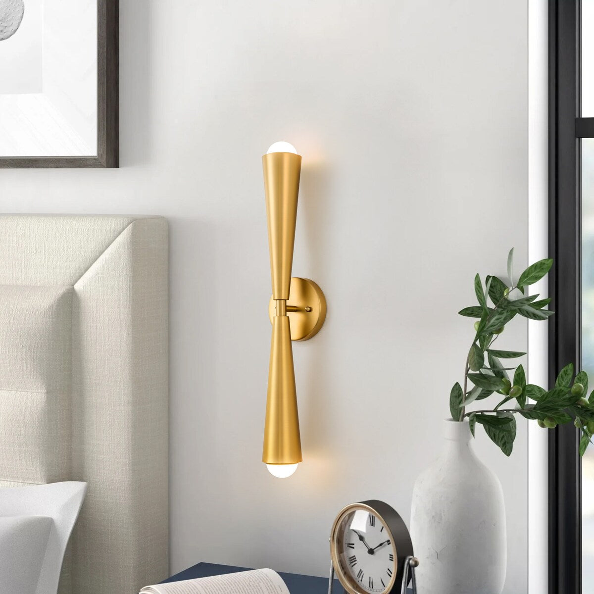 Applique murale LED à double cône et 2 lumières, style sablier, haut et bas
