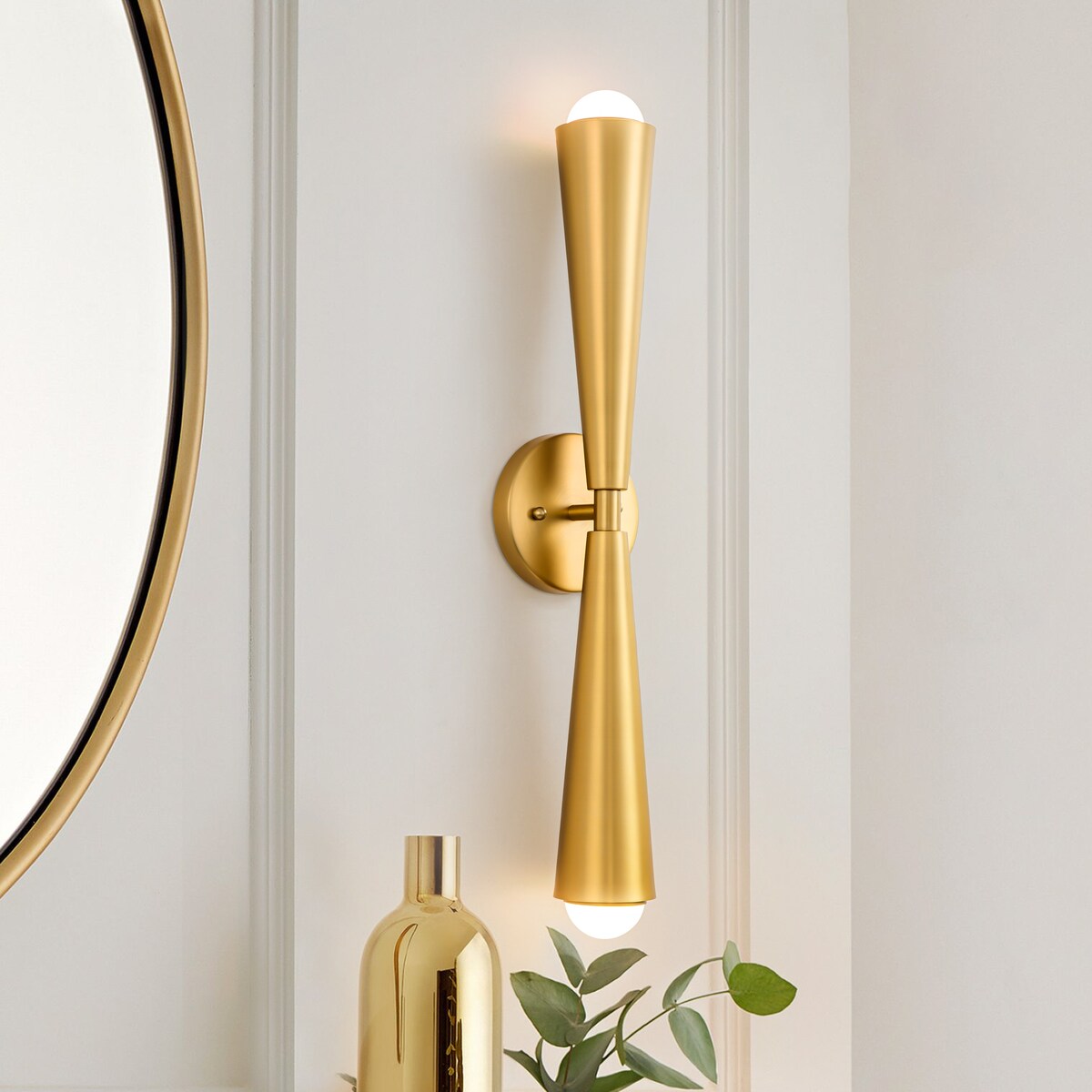 Applique murale LED à double cône et 2 lumières, style sablier, haut et bas