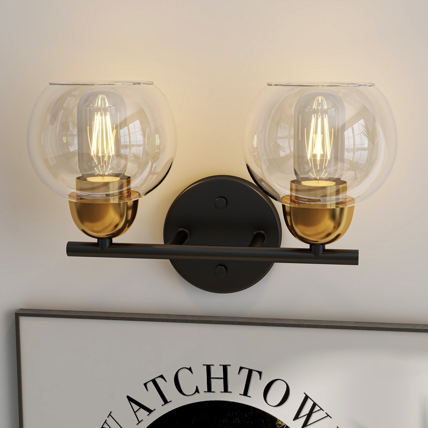 Luminaires de salle de bain vintage à 2 lampes