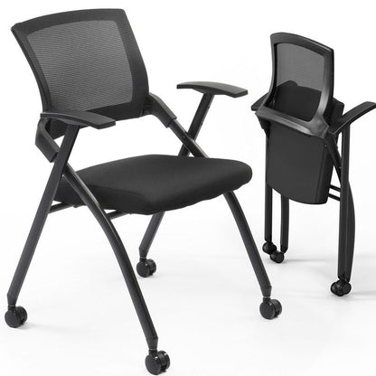Chaise de conférence empilable à roulettes, chaise de bureau pliante avec dossier rebondissant