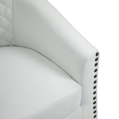 Lot de 2 chaises d'appoint tonneau en cuir vegan de 29 W avec garniture cloutée
