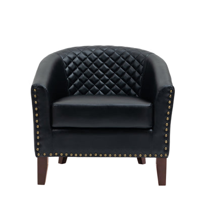Lot de 2 chaises d'appoint tonneau en cuir vegan de 29 W avec garniture cloutée