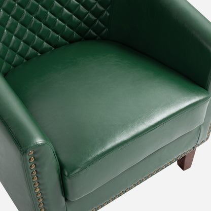 Lot de 2 chaises d'appoint tonneau en cuir vegan de 29 W avec garniture cloutée