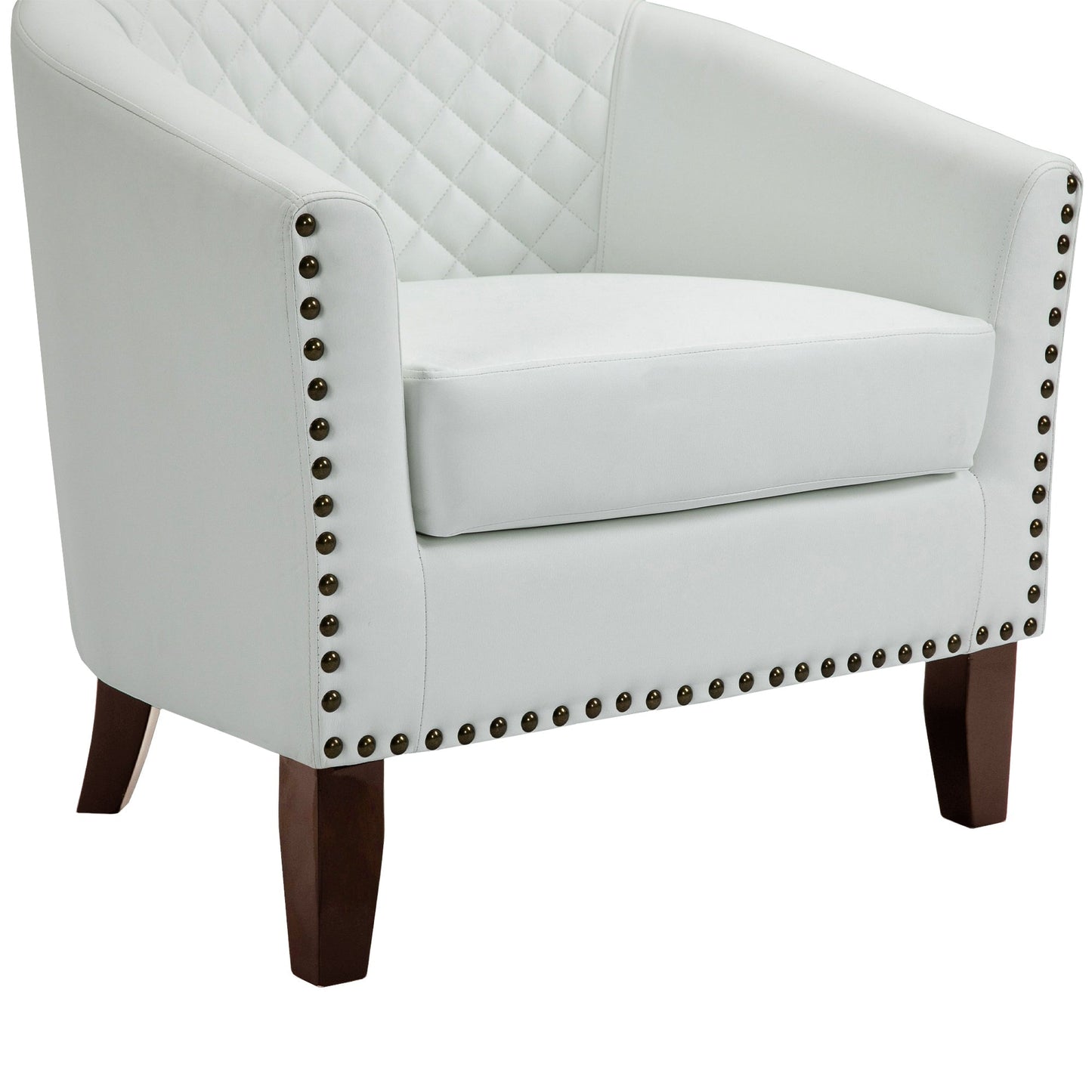 Lot de 2 chaises d'appoint tonneau en cuir vegan de 29 W avec garniture cloutée