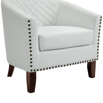 Lot de 2 chaises d'appoint tonneau en cuir vegan de 29 W avec garniture cloutée