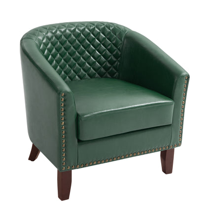 Lot de 2 chaises d'appoint tonneau en cuir vegan de 29 W avec garniture cloutée
