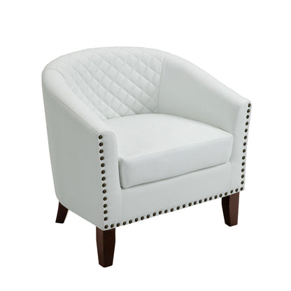 Lot de 2 chaises d'appoint tonneau en cuir vegan de 29 W avec garniture cloutée