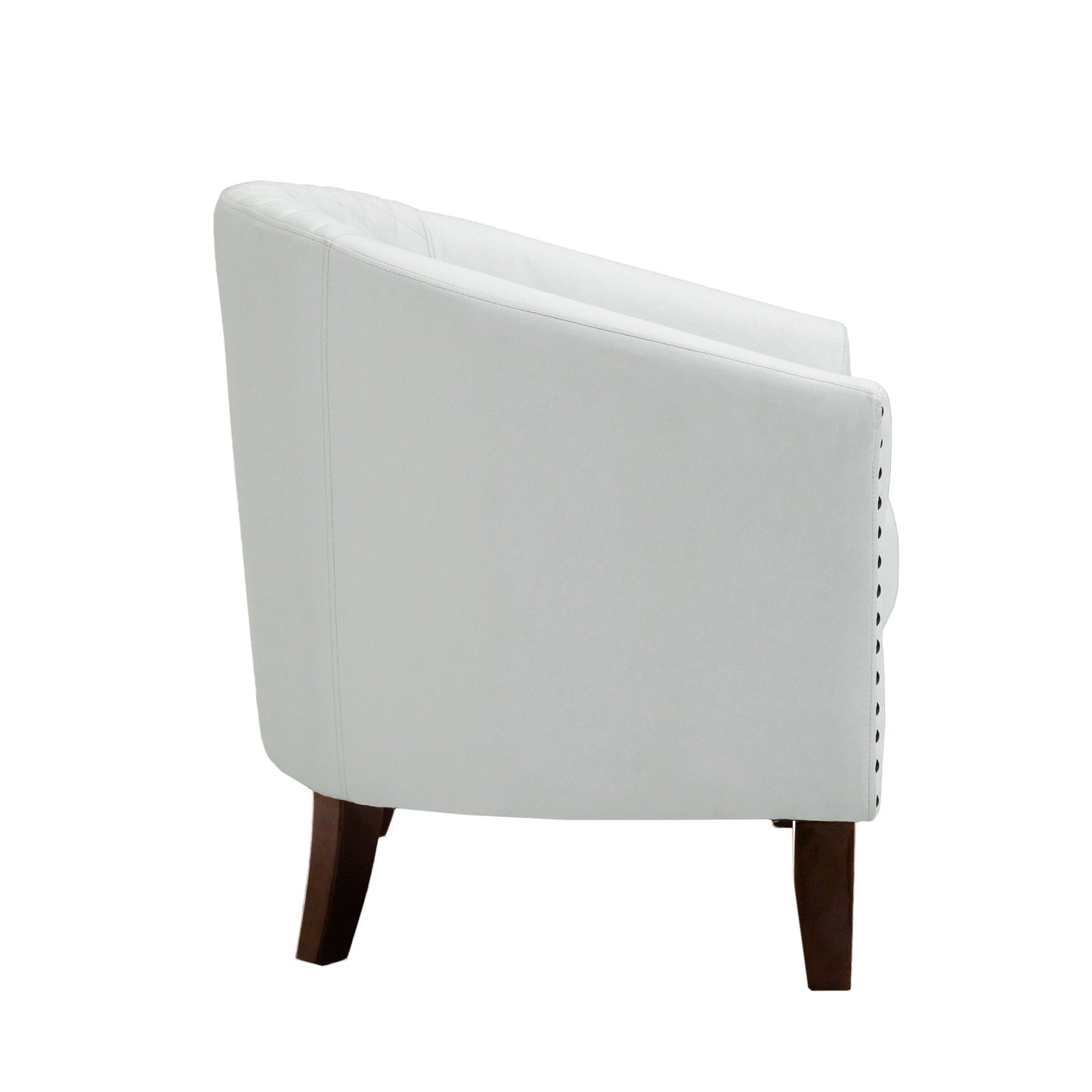 Lot de 2 chaises d'appoint tonneau en cuir vegan de 29 W avec garniture cloutée