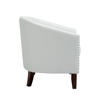 Lot de 2 chaises d'appoint tonneau en cuir vegan de 29 W avec garniture cloutée