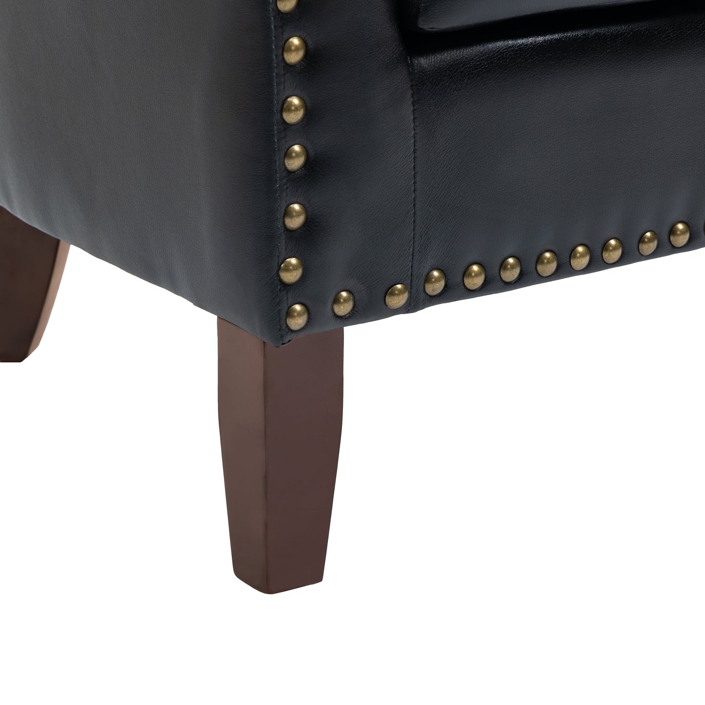 Lot de 2 chaises d'appoint tonneau en cuir vegan de 29 W avec garniture cloutée