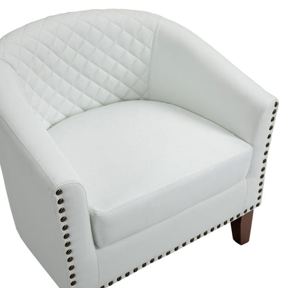 Lot de 2 chaises d'appoint tonneau en cuir vegan de 29 W avec garniture cloutée