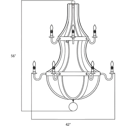Lustre à 12 lumières de style campagnard français à deux niveaux en forme de tonneau à vin