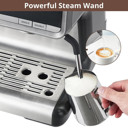 Cafetière expresso automatique 20 bars avec mousseur à lait pour barista amateur