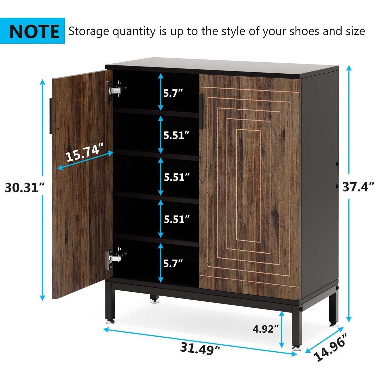 Meuble de rangement à chaussures moderne avec portes, 20 paires, 6 niveaux, pour entrée