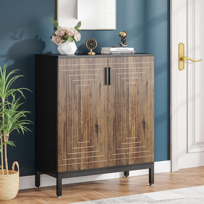 Meuble à chaussures moderne de 95 cm avec portes, blanc et doré, pour 20 paires de chaussures