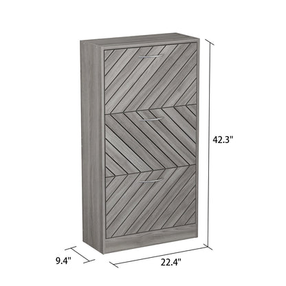 Meuble à chaussures 22,4 avec 3 tiroirs rabattables, bois/gris, par Kerrogee
