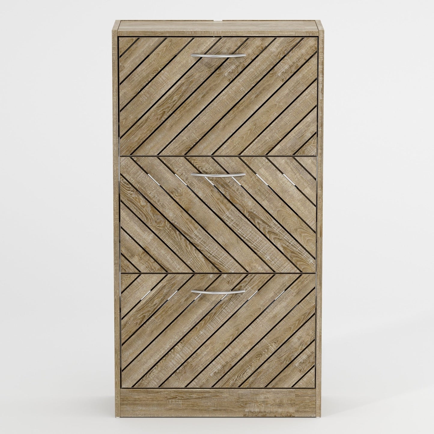Meuble à chaussures 22,4 avec 3 tiroirs rabattables, bois/gris, par Kerrogee