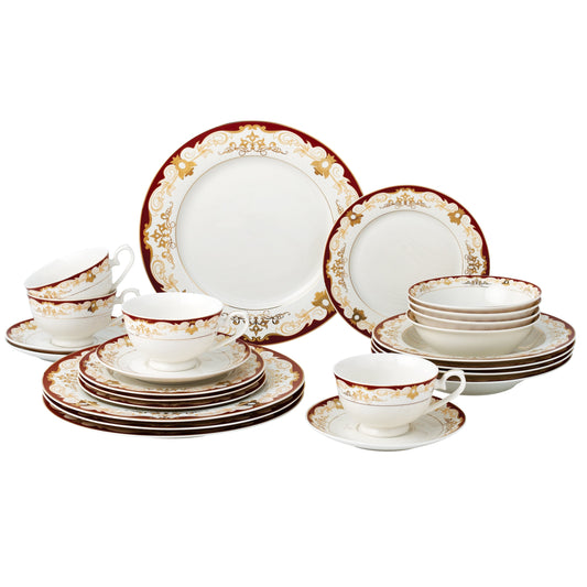 Service de table 24 pièces en porcelaine tendre, pour 4 personnes, par Lorren Home Trends