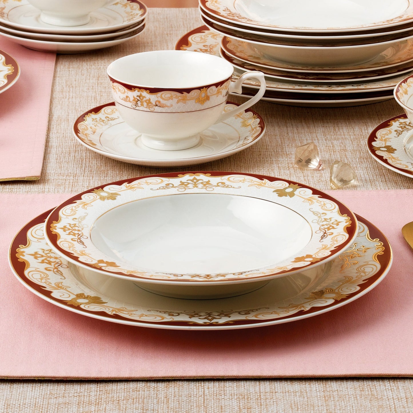 Service de table 24 pièces en porcelaine tendre, pour 4 personnes, par Lorren Home Trends