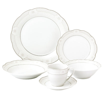 Service de table ondulé 24 pièces en porcelaine pour 4 personnes - Atara