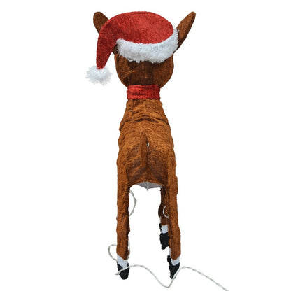 24 Rudolph 3D LED pré-éclairés Yard Art Rudolph avec bonnet et écharpe du Père Noël