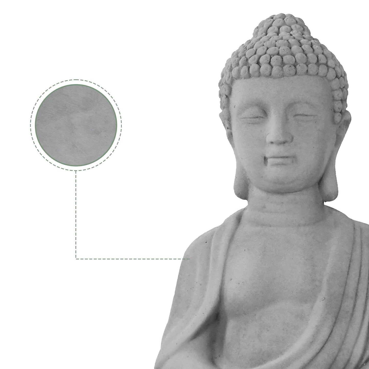 Statue de Bouddha méditant en béton léger de 65 cm