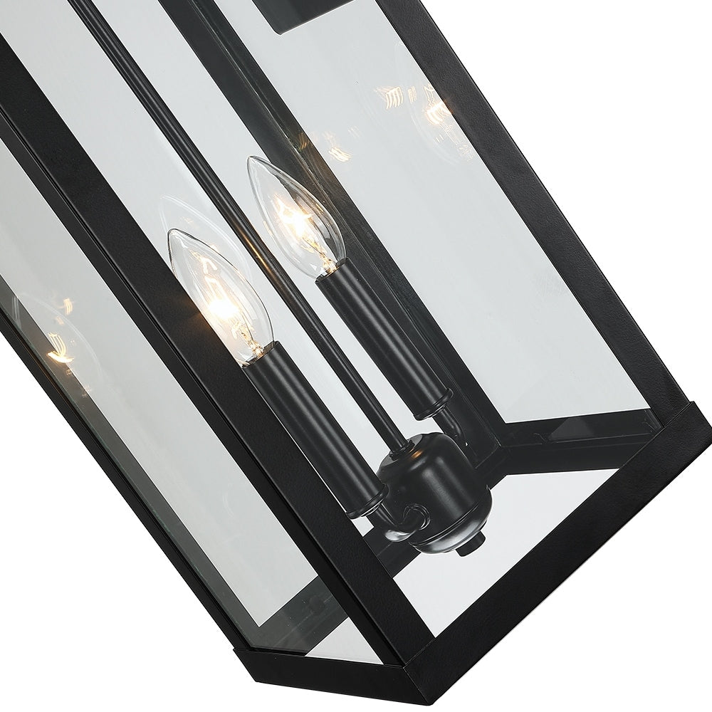 Applique murale d'extérieur noire à 2 lumières de 25,7 pouces de hauteur