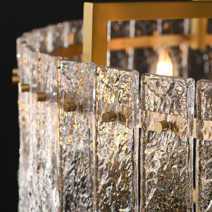 Lustre tambour moderne en cristal doré de 66 cm, 6 lumières, à intensité variable, style glamour, pour îlot de cuisine avec verre dépoli, pour salle à manger