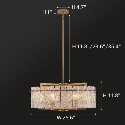 Lustre tambour moderne en cristal doré de 66 cm, 6 lumières, à intensité variable, style glamour, pour îlot de cuisine avec verre dépoli, pour salle à manger