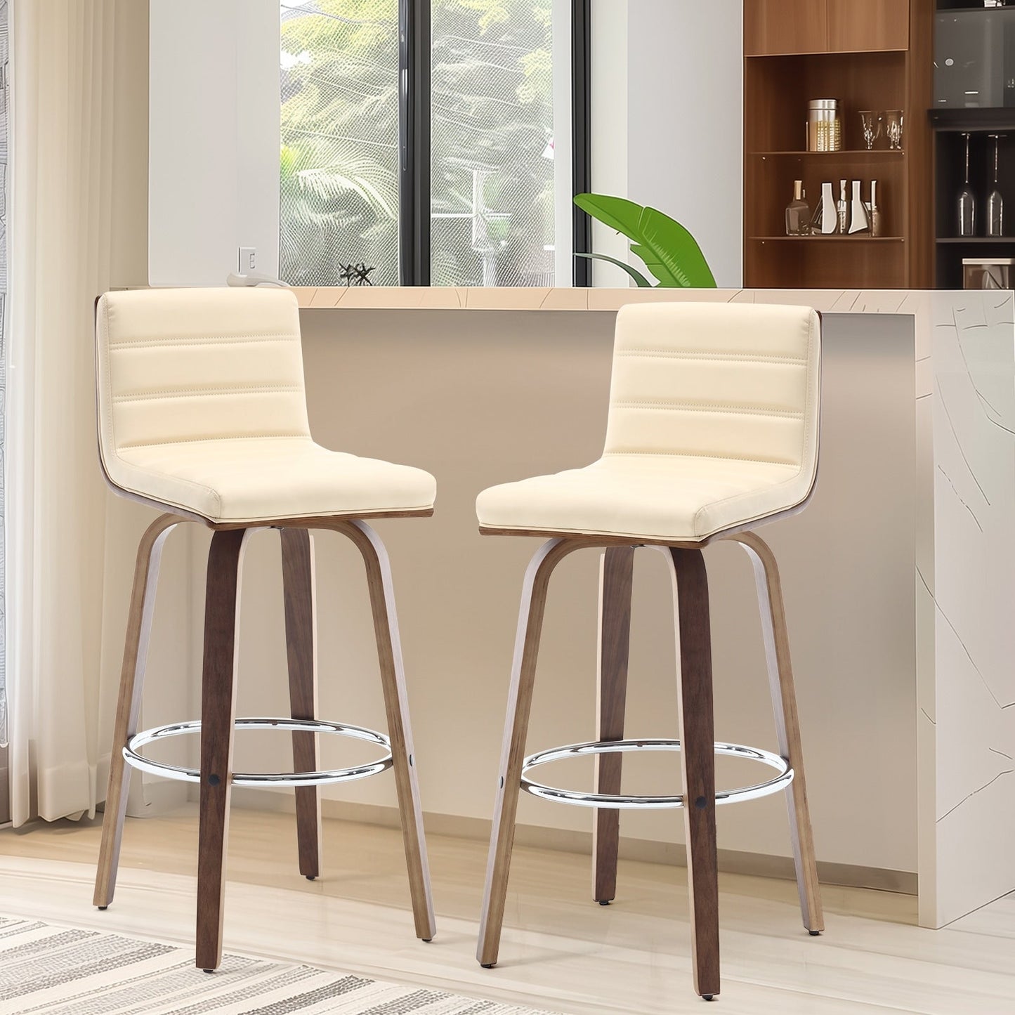 Tabourets de bar/comptoir pivotants en similicuir 26/29, lot de 2/3