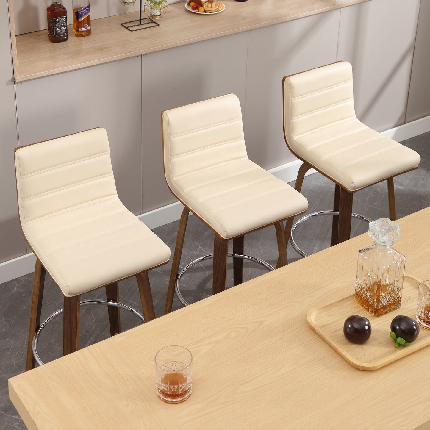 Tabourets de bar/comptoir pivotants en similicuir 26/29, lot de 2/3