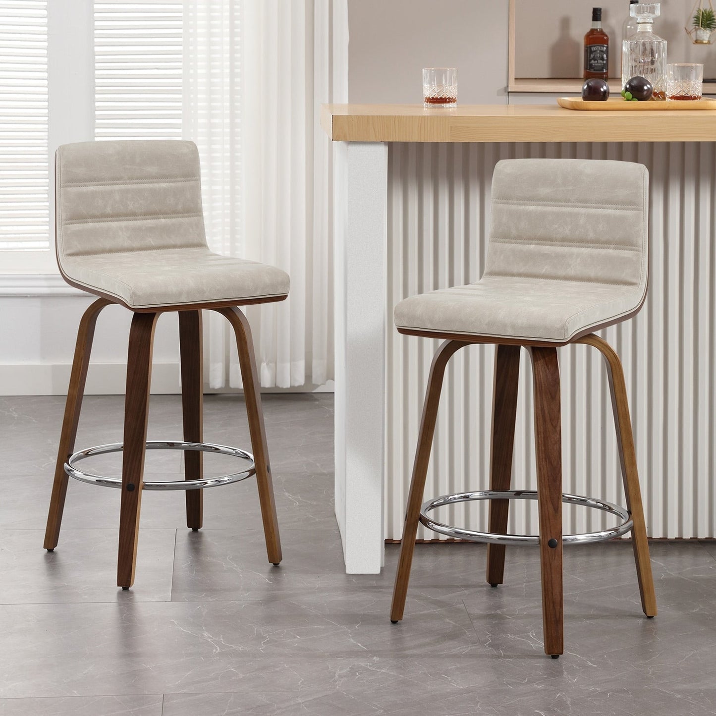 Tabourets de bar/comptoir pivotants en similicuir 26/29, lot de 2/3