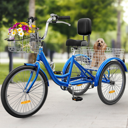 Tricycle adulte 26 pouces, 3 roues, 7 vitesses