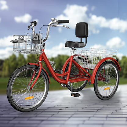 Tricycle adulte 26 pouces, 3 roues, 7 vitesses