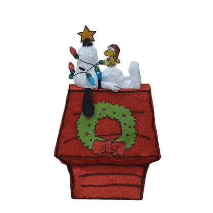 26 décorations de jardin pré-éclairées à LED 3D Peanuts Snoopy sur une niche avec étoile