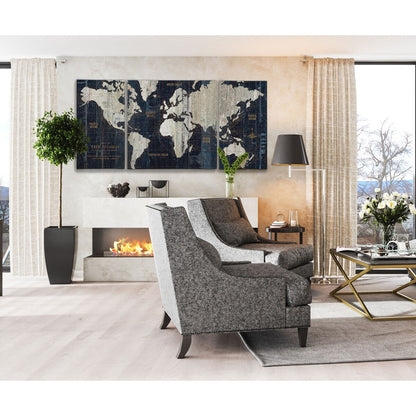 Ensemble d'impressions graphiques sur toile enveloppée « Old World Map Blue » en 3 pièces