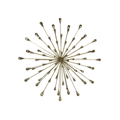 Décoration murale en métal/perles transparentes en forme d'étoile dorée de 28 diamètres
