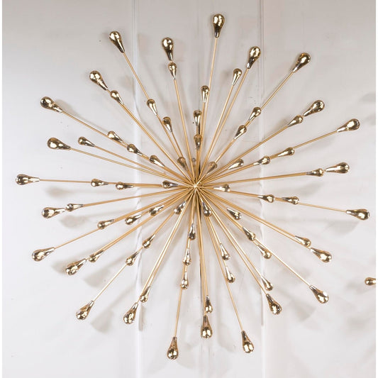 Décoration murale en métal/perles transparentes en forme d'étoile dorée de 28 diamètres