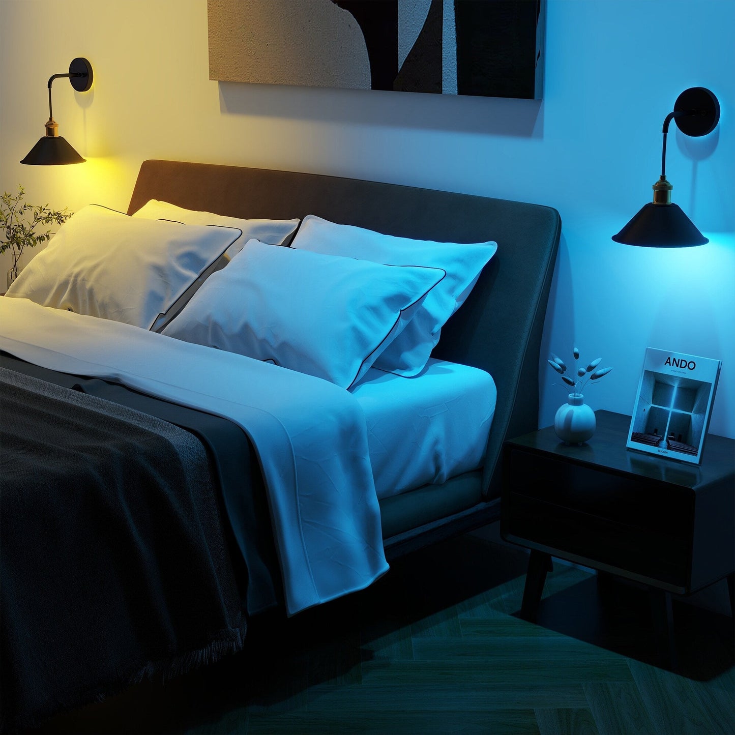 Lot de 2 appliques murales à piles avec télécommande