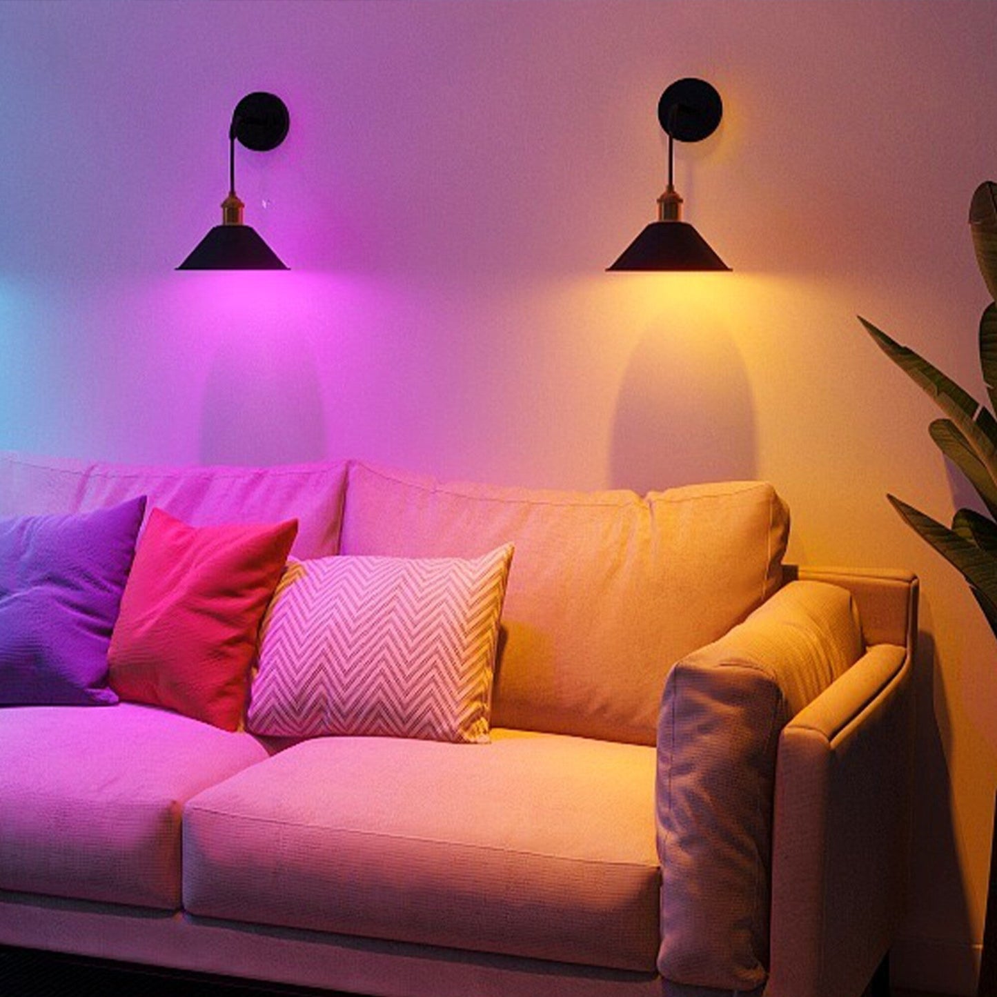 Lot de 2 appliques murales à piles avec télécommande