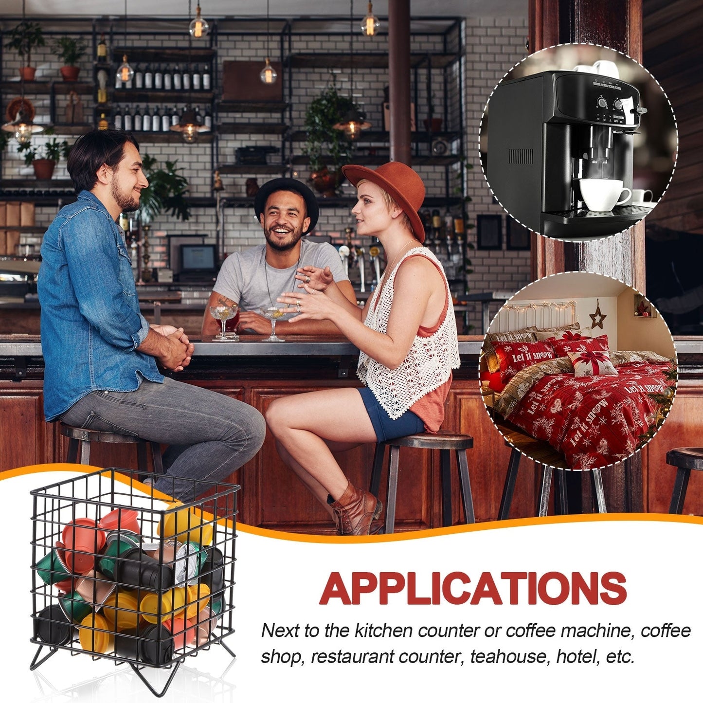 Lot de 2 porte-dosettes de café en métal, panier de rangement pour dosettes de café