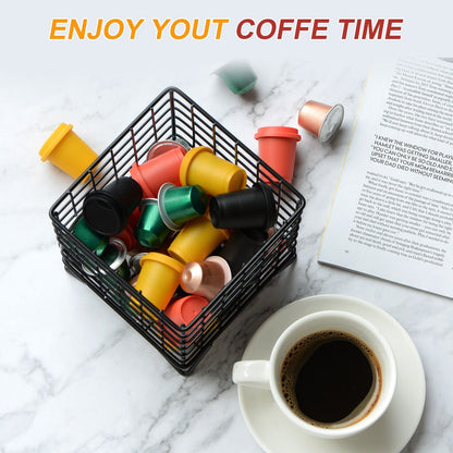 Lot de 2 porte-dosettes de café en métal, panier de rangement pour dosettes de café