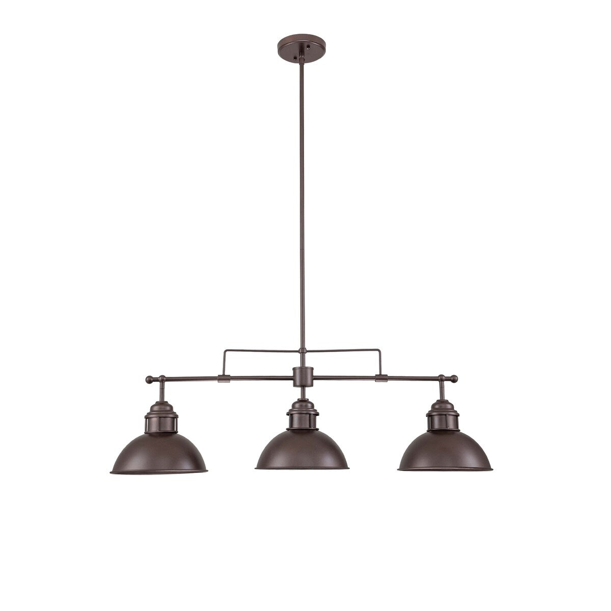 Suspension en forme de dôme de style industriel à 3 lampes, style ferme, en métal, pour îlot de cuisine linéaire, finition bronze huilé