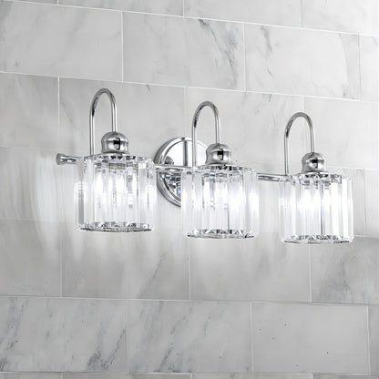 Applique murale linéaire moderne à 3 ou 4 lumières en cristal à intensité variable pour salle de bain