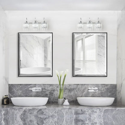 Applique murale linéaire moderne à 3 ou 4 lumières en cristal à intensité variable pour salle de bain