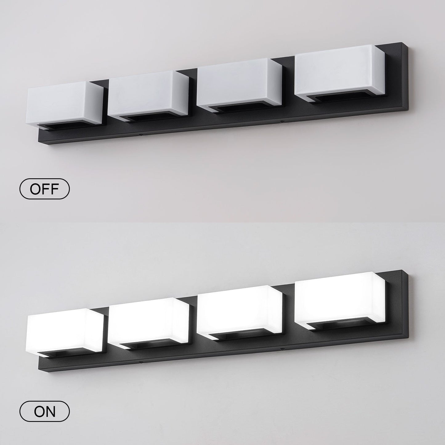 Applique murale LED moderne à intensité variable, 3, 4 ou 5 lampes, noir mat, pour salle de bain