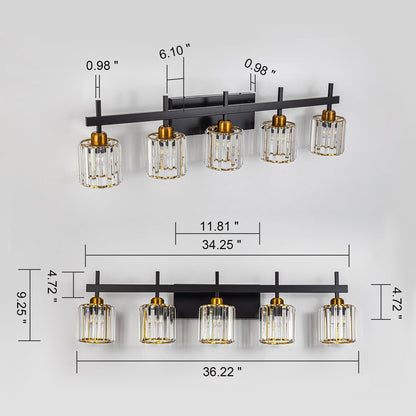 Luminaires de salle de bain modernes à 3, 4 ou 5 lumières en cristal à intensité variable, pour miroir