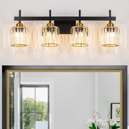 Luminaires de salle de bain modernes à 3, 4 ou 5 lumières en cristal à intensité variable, pour miroir