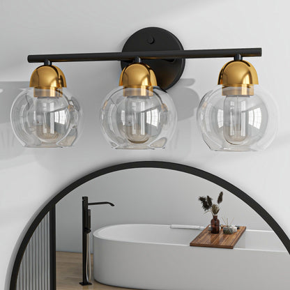 Luminaires de salle de bain ronds en verre à 3 lumières